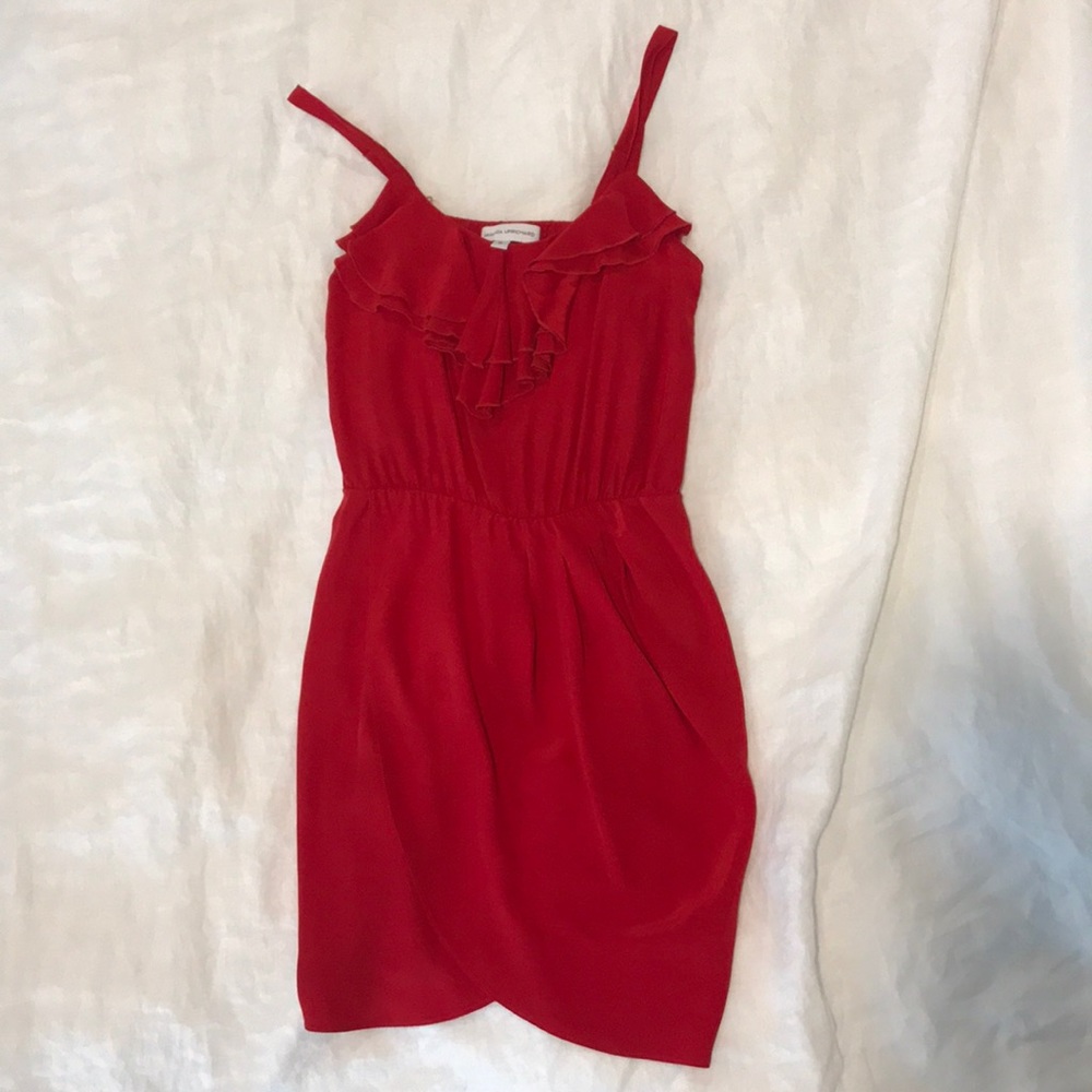 Red Amanda Uprichard dress with adjustable straps